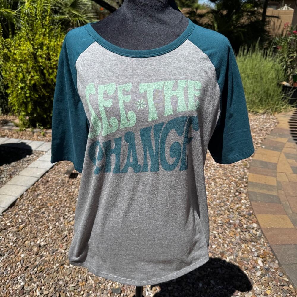 See the Change Women's T-Shirt Size L Runs Smaller; See Note Baseball-Style Tee
